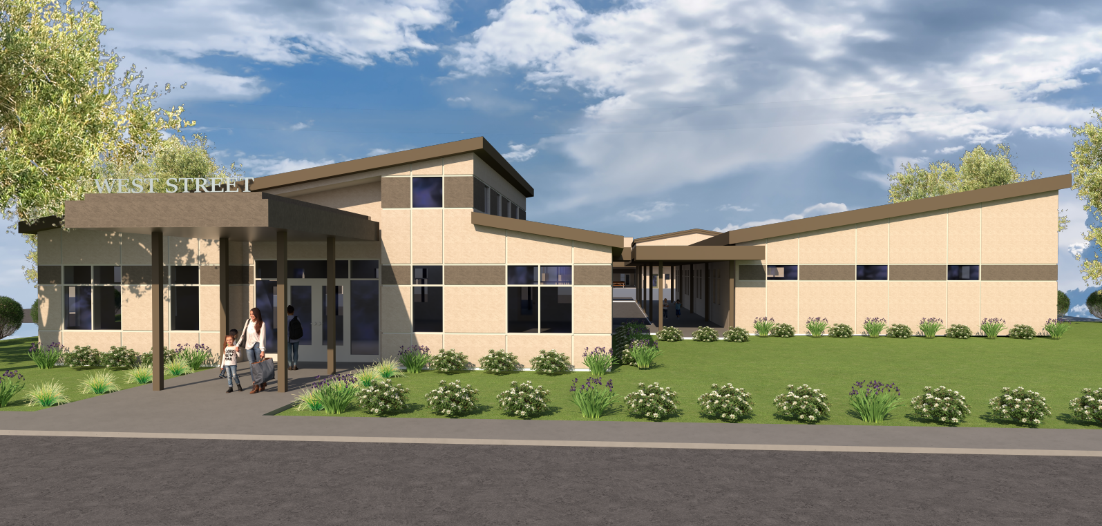 Phase III Renering of New Administrative Building and Classrooms at West Street Elementary School