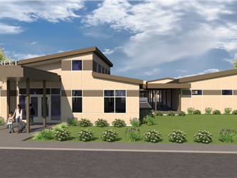 Rendering of the West Street Phase III new Administration Building and classrooms